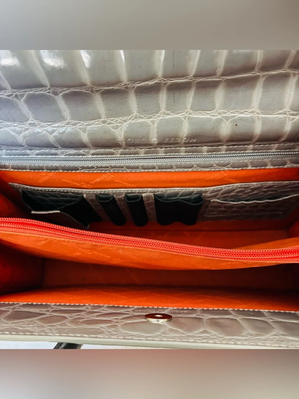 Giorgio Fedon 1919 Gray Croc-Embossed Business Large Satchel/Tote Bag
